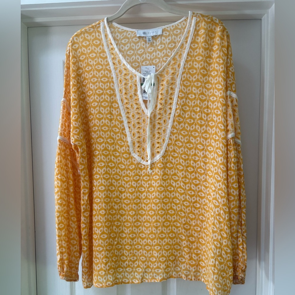 Fever Mustard and Cream Blouse